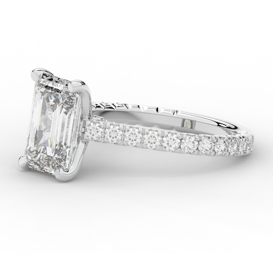 4.25CT.TW EMERALD CUT LAB DIAMOND SOLITAIRE ENGAGEMENT RING - Nazarelle