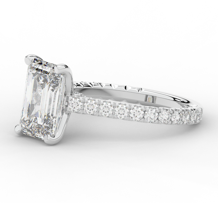 4.25CT.TW EMERALD CUT LAB DIAMOND SOLITAIRE ENGAGEMENT RING - Nazarelle