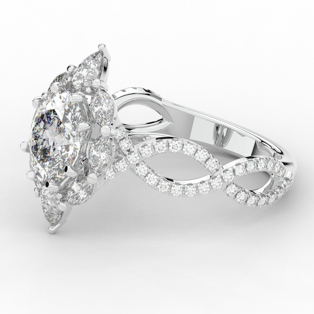 3.00CT.TW OVAL LAB DIAMOND HALO ENGAGEMENT RING - Nazarelle