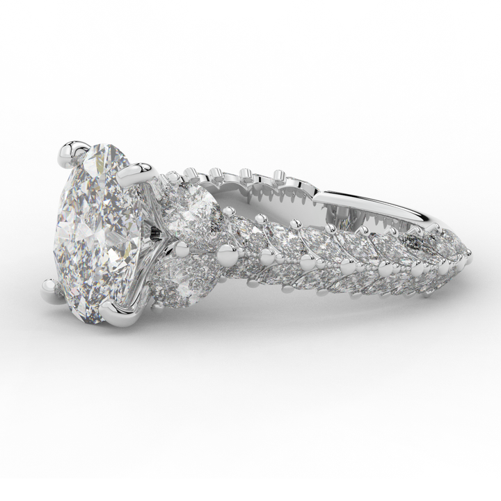 5.25CT.TW OVAL LAB DIAMOND HALO ENGAGEMENT RING - Nazarelle