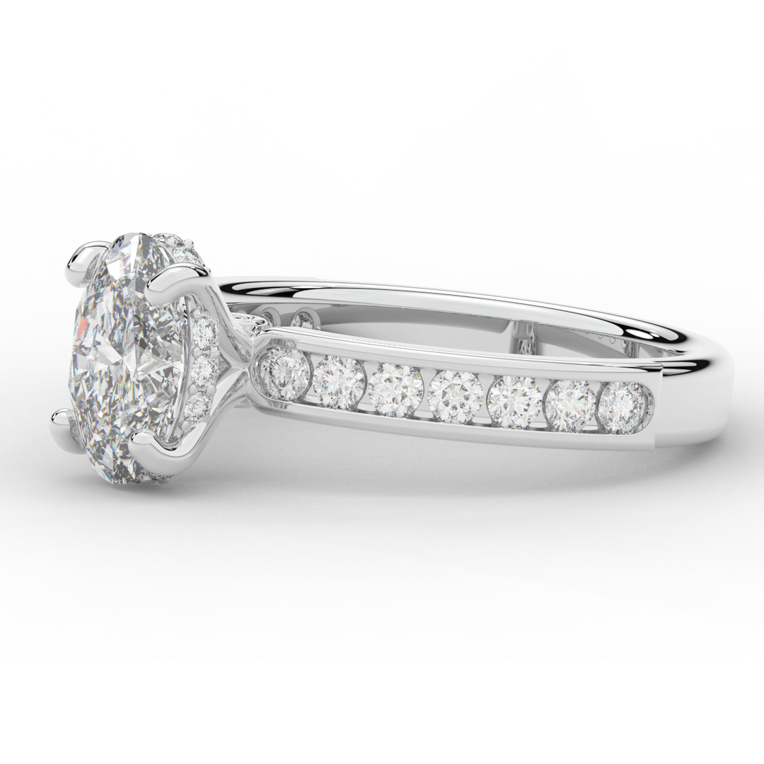 1.95CT.TW OVAL LAB DIAMOND UNDERHALO ENGAGEMENT RING - Nazarelle