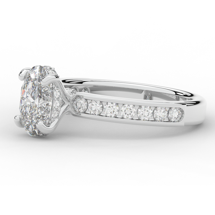 1.95CT.TW OVAL LAB DIAMOND UNDERHALO ENGAGEMENT RING - Nazarelle