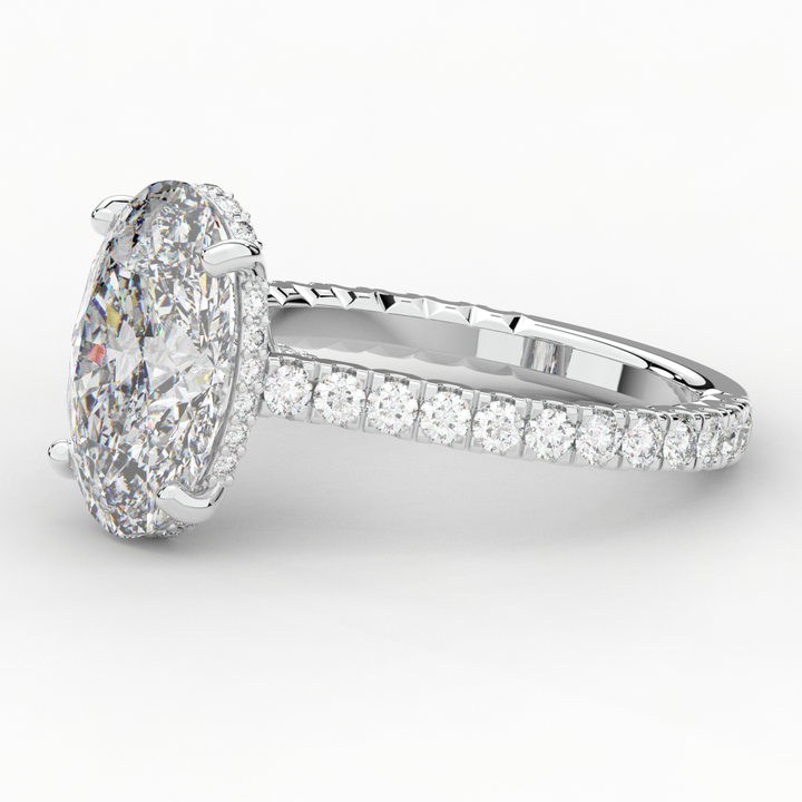 4.70CT.TW OVAL LAB DIAMOND UNDERHALO SOLITAIRE ENGAGEMENT RING - Nazarelle