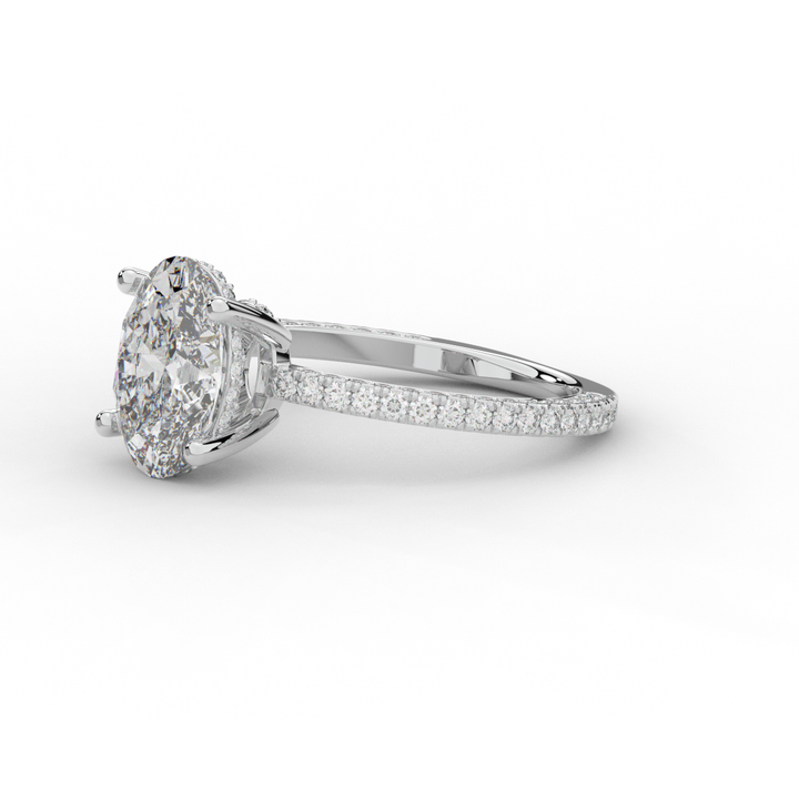 3.15CT.TW OVAL LAB DIAMOND SOLITAIRE ENGAGEMENT RING - Nazarelle