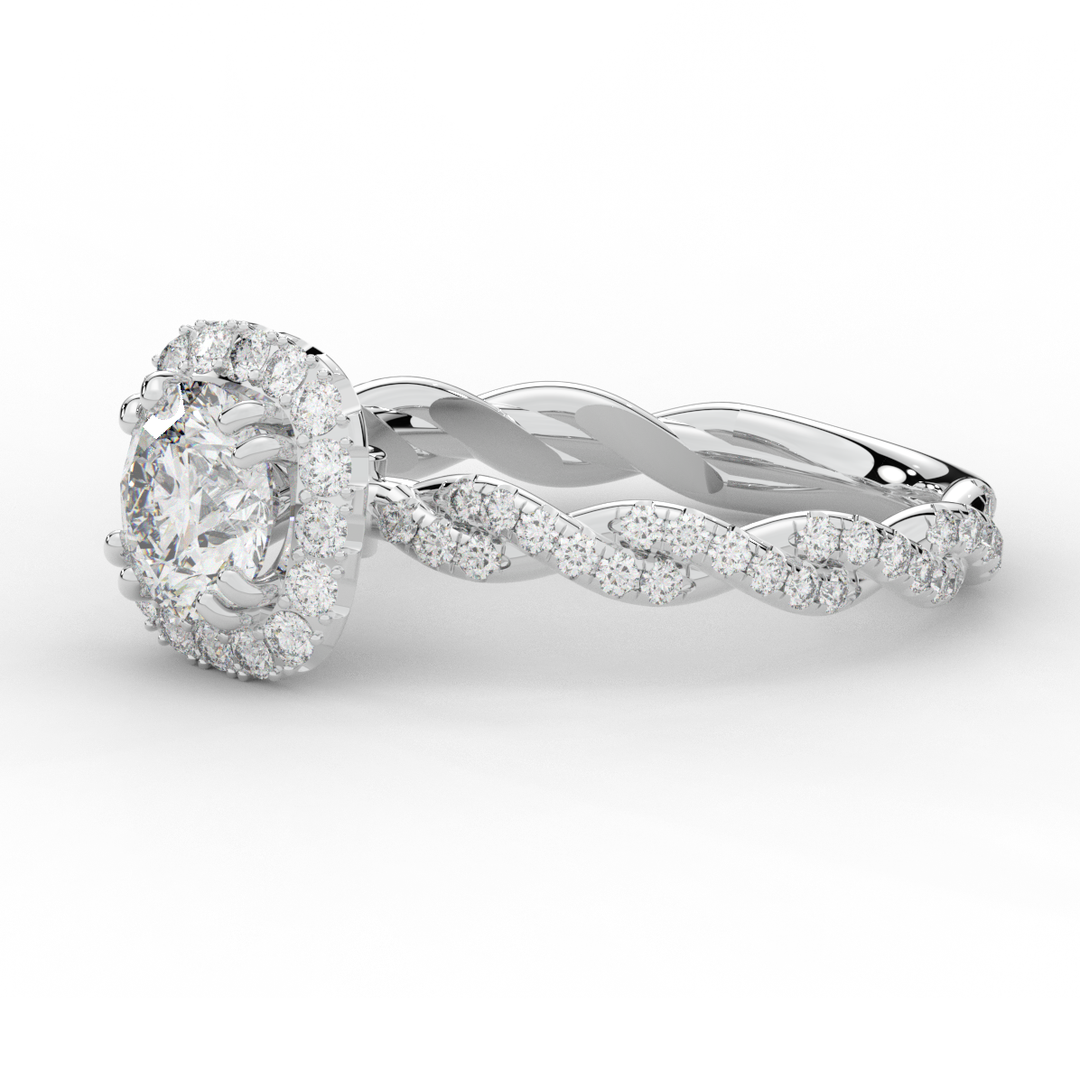 1.55CT.TW ROUND LAB DIAMOND HALO TWIST ENGAGEMENT RING - Nazarelle
