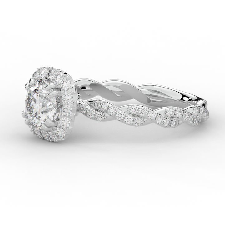1.55CT.TW ROUND LAB DIAMOND HALO TWIST ENGAGEMENT RING - Nazarelle