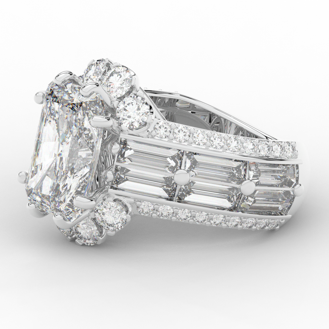 8.25CT.TW RADIANT LAB DIAMOND HALO ENGAGEMENT RING - Nazarelle