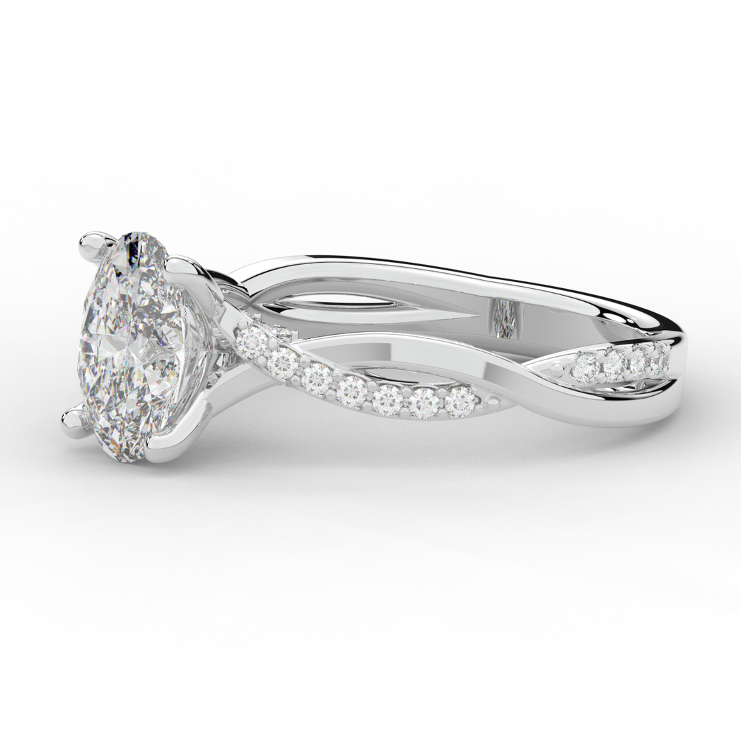 1.70CT.TW OVAL LAB DIAMOND TWIST BAND ENGAGEMENT RING - Nazarelle