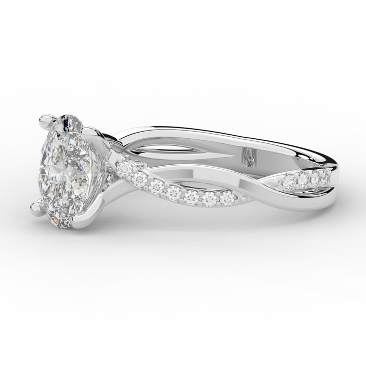 1.70CT.TW OVAL LAB DIAMOND TWIST BAND ENGAGEMENT RING - Nazarelle