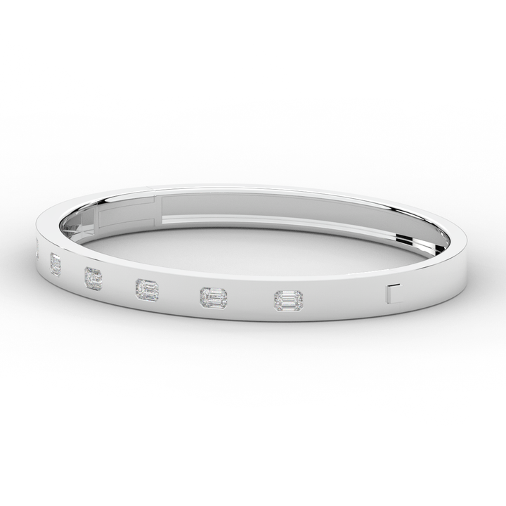 1.25CT.TW ROUND LAB DIAMOND BEZEL SET BANGLE - Nazarelle