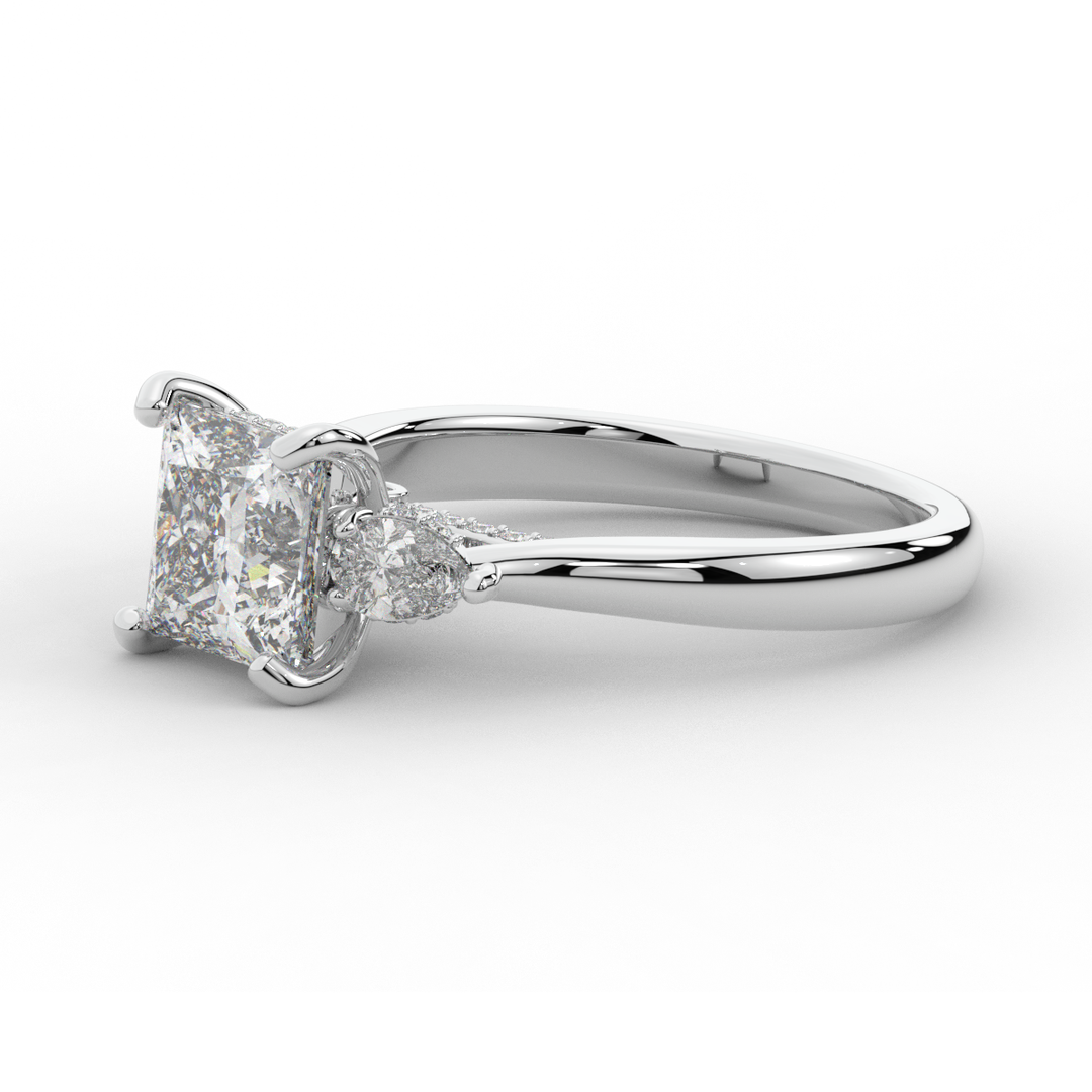 2.40CT.TW PRINCESS LAB DIAMOND 3 STONE ENGAGEMENT RING - Nazarelle