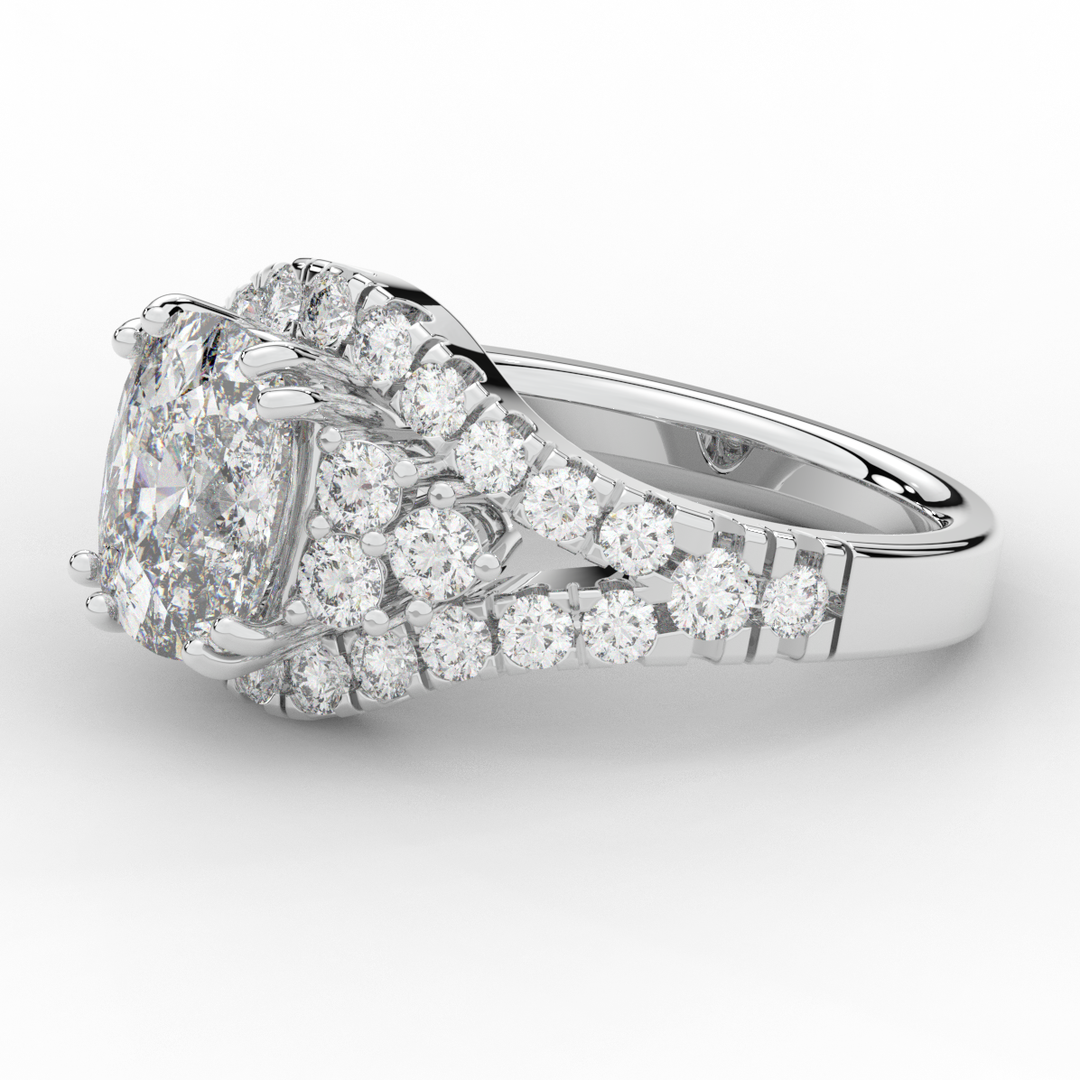 3.10CT.TW CUSHION LAB DIAMOND HALO ENGAGEMENT RING - Nazarelle