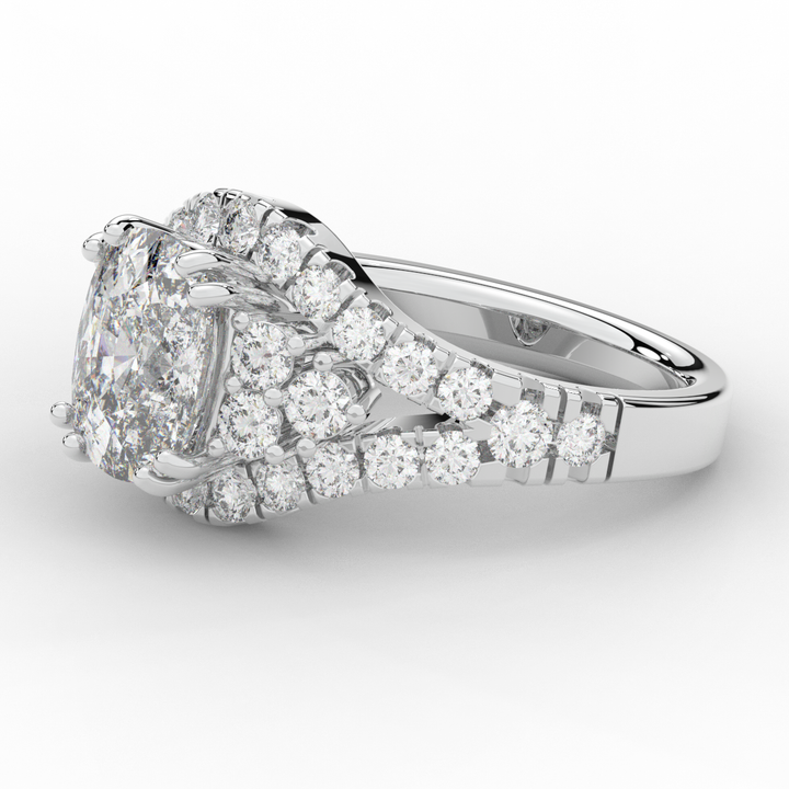 3.10CT.TW CUSHION LAB DIAMOND HALO ENGAGEMENT RING - Nazarelle