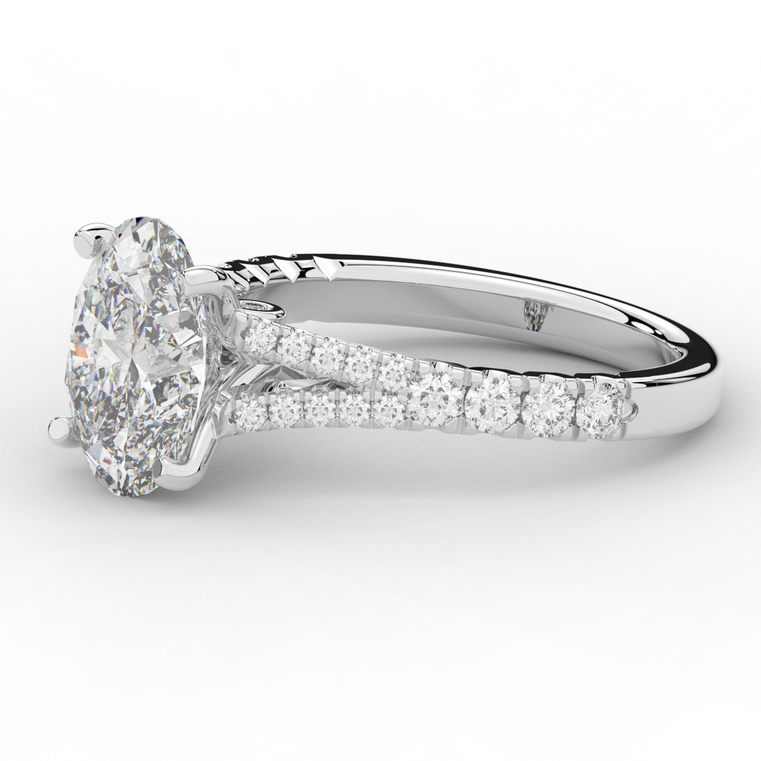 3.45CT.TW OVAL LAB DIAMOND ENGAGEMENT RING - Nazarelle