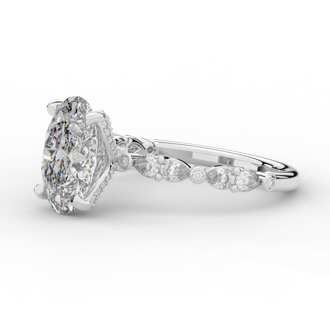 3.60CT.TW OVAL LAB DIAMOND SOLITAIRE ENGAGEMENT RING - Nazarelle