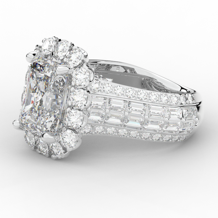 8.00CT.TW RADIANT LAB DIAMOND HALO ENGAGEMENT RING - Nazarelle