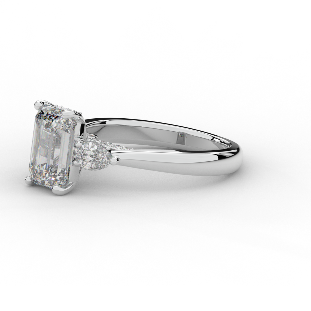 2.40CT.TW EMERALD CUT LAB DIAMOND 3 STONE ENGAGEMENT RING - Nazarelle