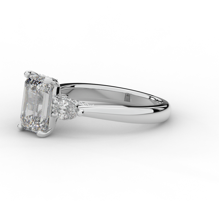 2.40CT.TW EMERALD CUT LAB DIAMOND 3 STONE ENGAGEMENT RING - Nazarelle