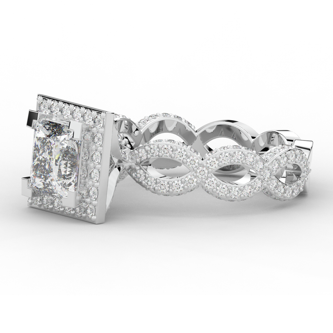 2.40CT.TW PRINCESS LAB DIAMOND HALO ENGAGEMENT RING - Nazarelle