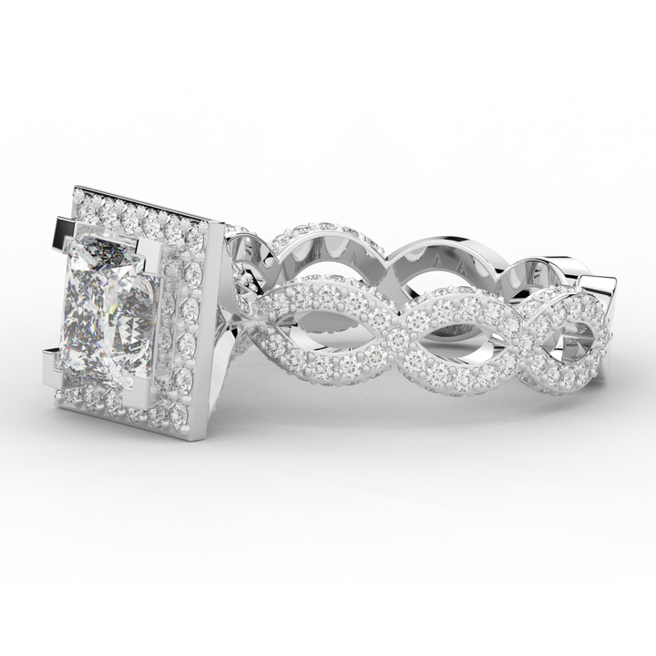 2.40CT.TW PRINCESS LAB DIAMOND HALO ENGAGEMENT RING - Nazarelle