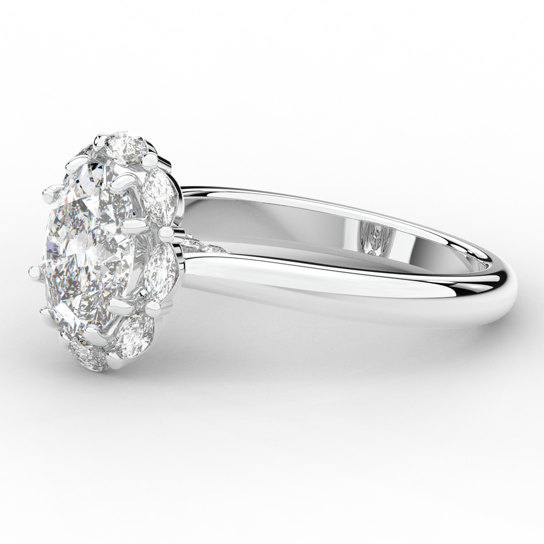 1.90CT.TW OVAL LAB DIAMOND HALO ENGAGEMENT RING - Nazarelle