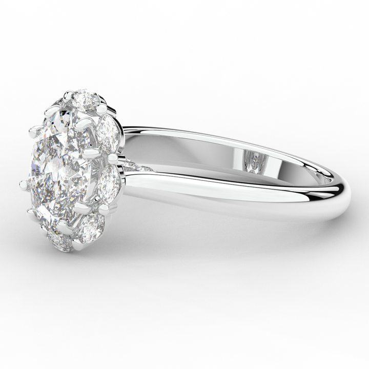 1.90CT.TW OVAL LAB DIAMOND HALO ENGAGEMENT RING - Nazarelle