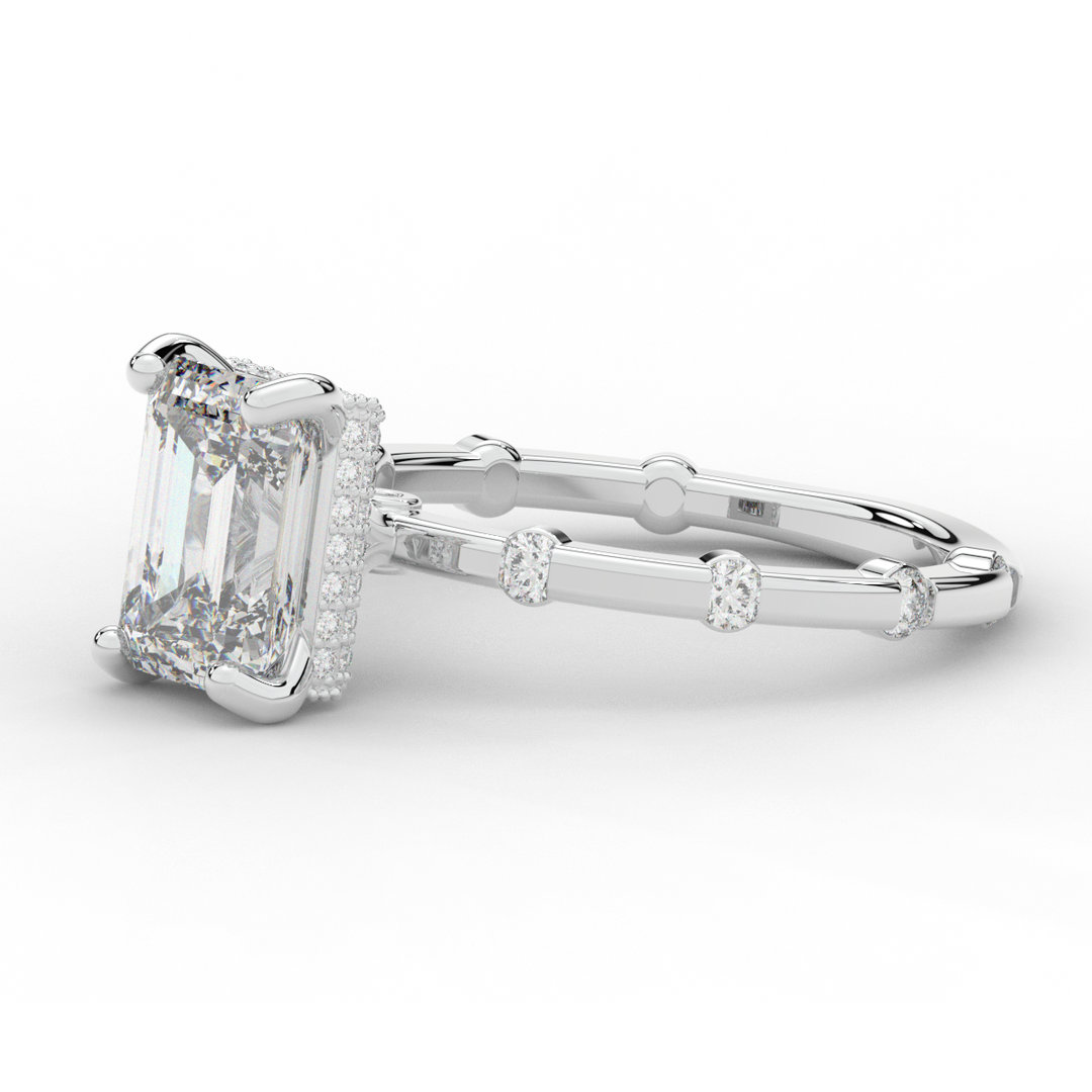 2.60CT.TW RADIANT LAB DIAMOND UNDERHALO SOLITAIRE ENGAGEMENT RING - Nazarelle