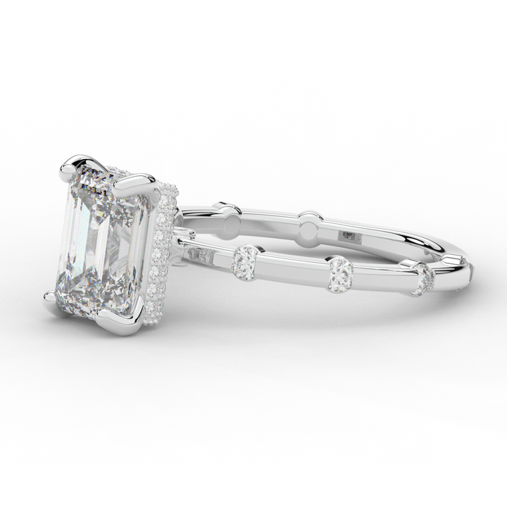 2.60CT.TW RADIANT LAB DIAMOND UNDERHALO SOLITAIRE ENGAGEMENT RING - Nazarelle
