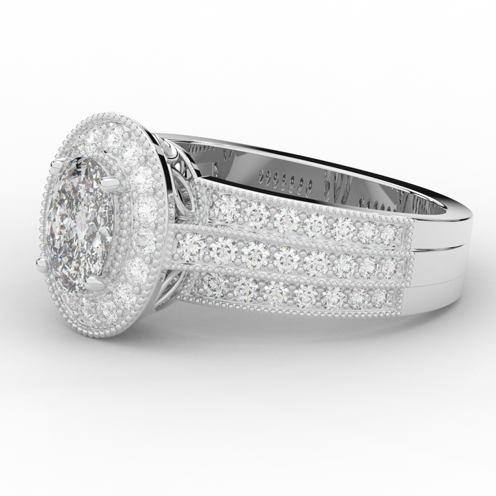 1.80CT.TW OVAL LAB DIAMOND HALO ENGAGEMENT RING - Nazarelle