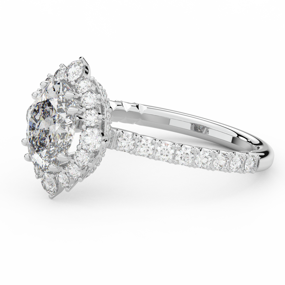 2.80CT.TW OVAL LAB DIAMOND HALO ENGAGEMENT RING - Nazarelle