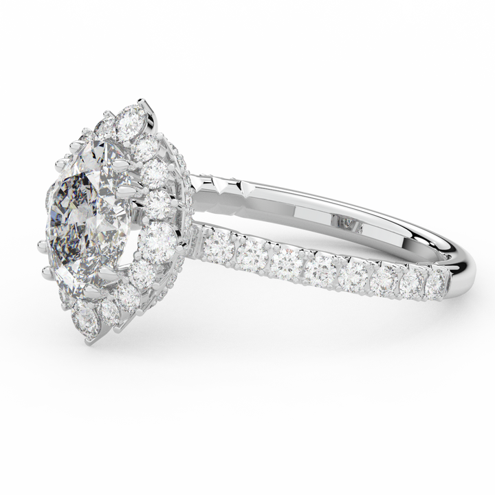 2.80CT.TW OVAL LAB DIAMOND HALO ENGAGEMENT RING - Nazarelle