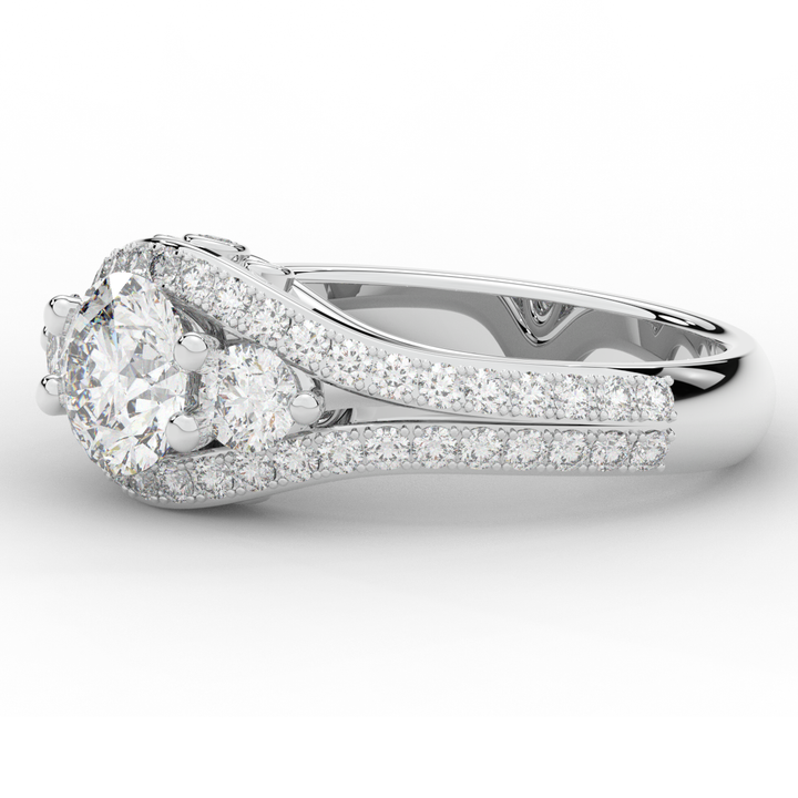 1.90CT.TW ROUND LAB DIAMOND THREE STONE ENGAGEMENT RING - Nazarelle