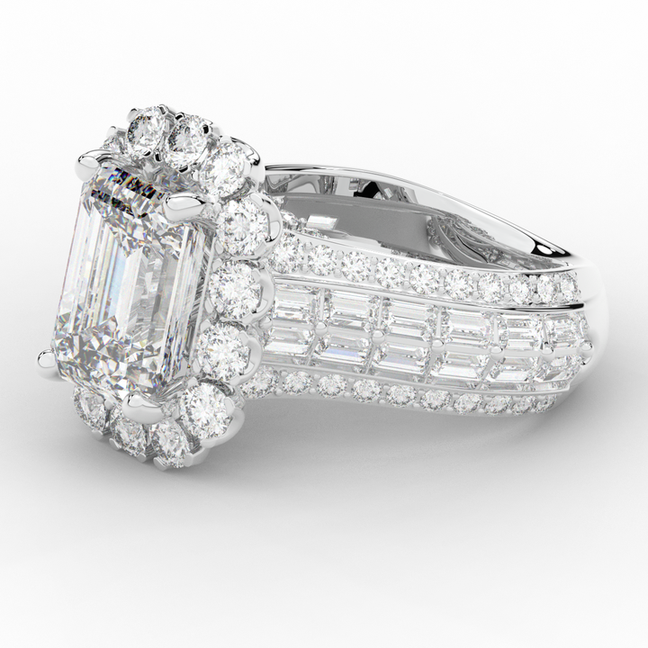 8.00CT.TW EMERALD CUT LAB DIAMOND HALO ENGAGEMENT RING - Nazarelle