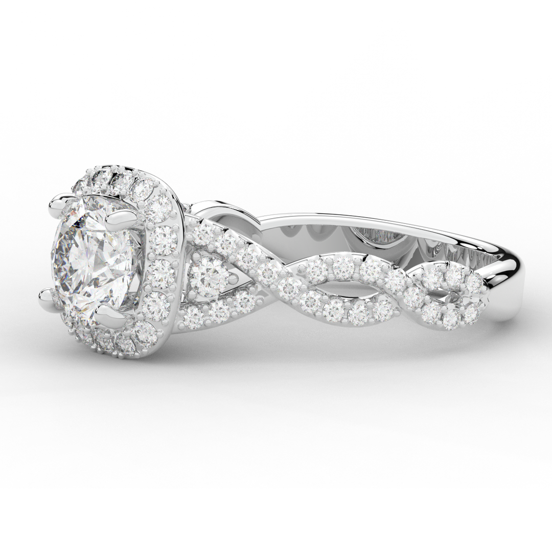 1.30CT.TW ROUND LAB DIAMOND HALO ENGAGEMENT RING - Nazarelle