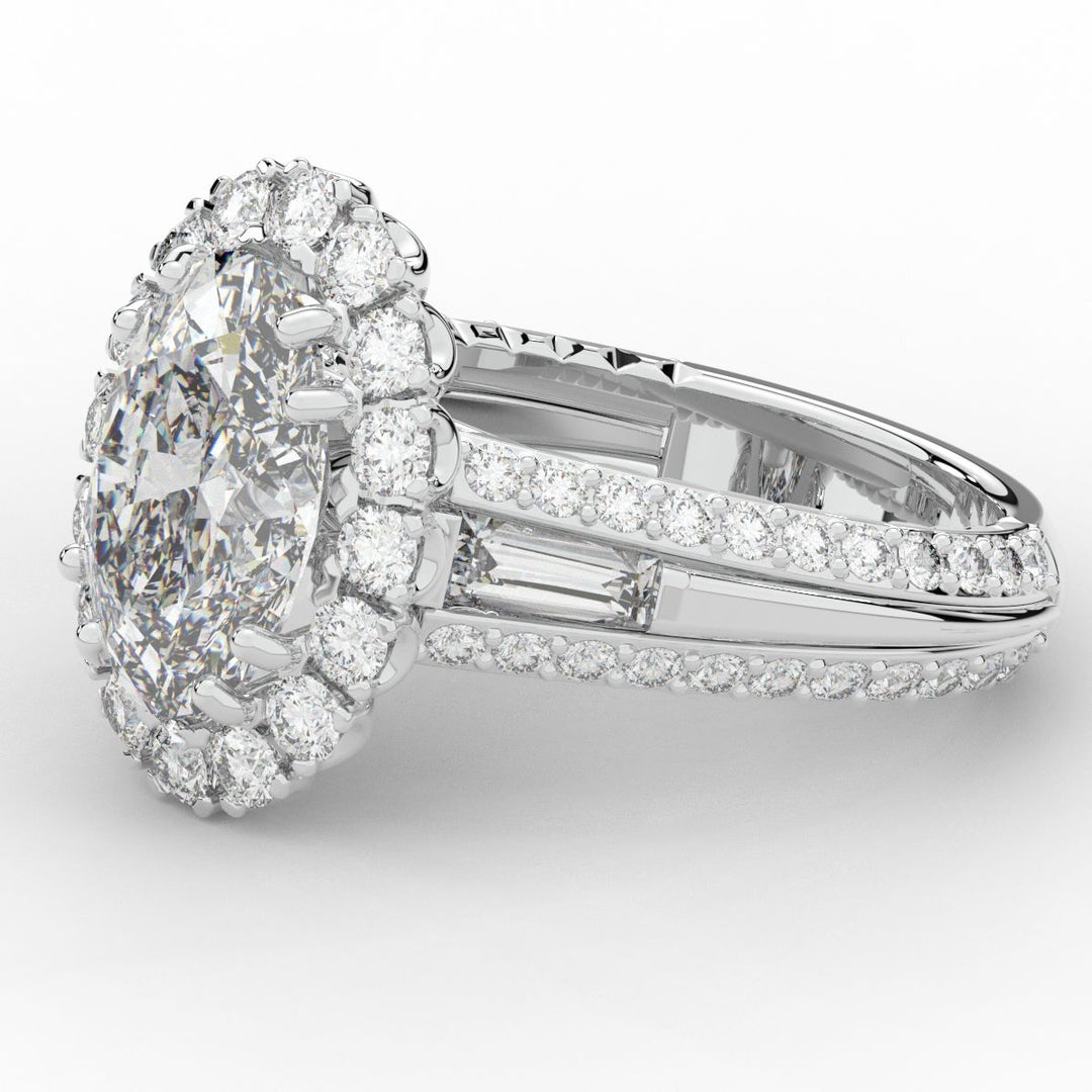 5.75CT.TW OVAL LAB DIAMOND HALO ENGAGEMENT RING - Nazarelle