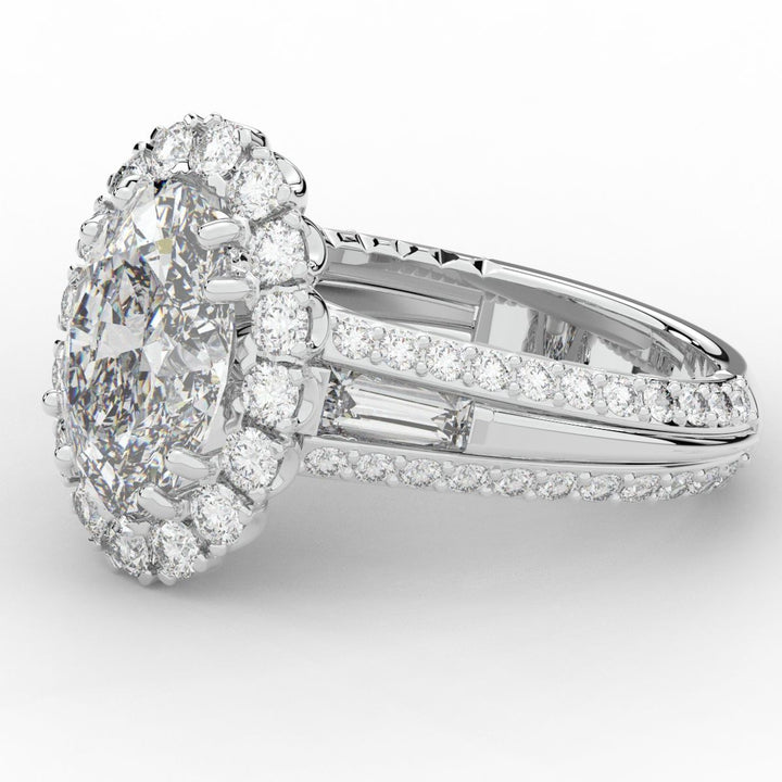 5.75CT.TW OVAL LAB DIAMOND HALO ENGAGEMENT RING - Nazarelle
