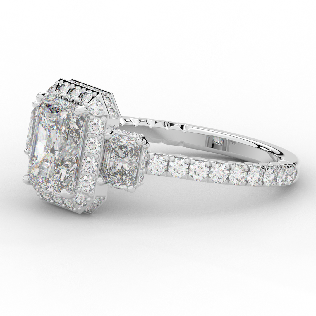 3.20CT.TW RADIANT LAB DIAMOND 3 STONE ENGAGEMENT RING - Nazarelle