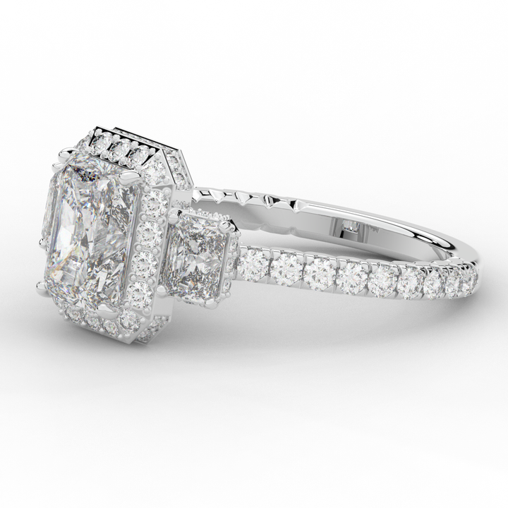 3.20CT.TW RADIANT LAB DIAMOND 3 STONE ENGAGEMENT RING - Nazarelle
