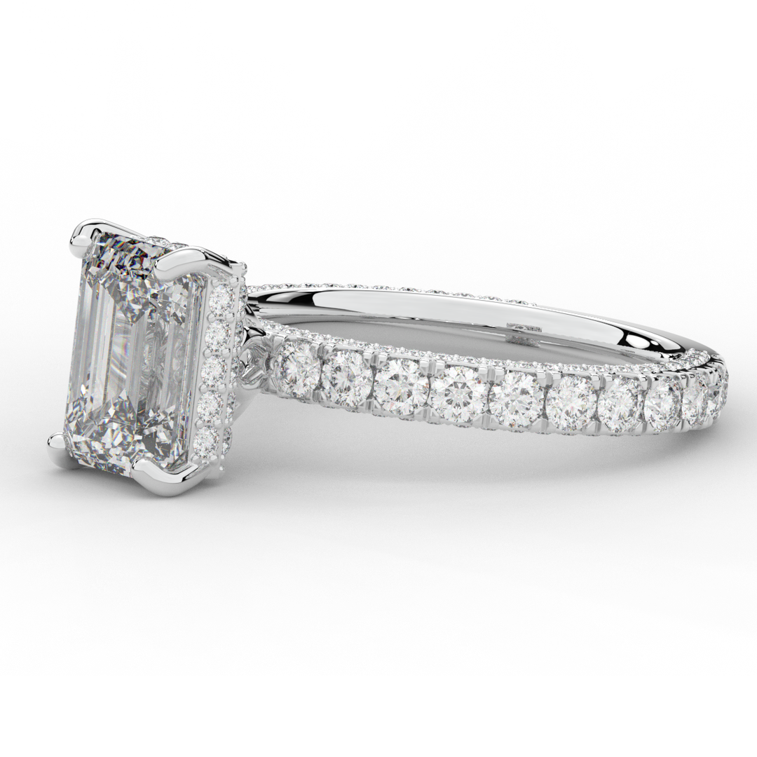3.00CT.TW EMERALD CUT LAB DIAMOND ENGAGEMENT RING - Nazarelle