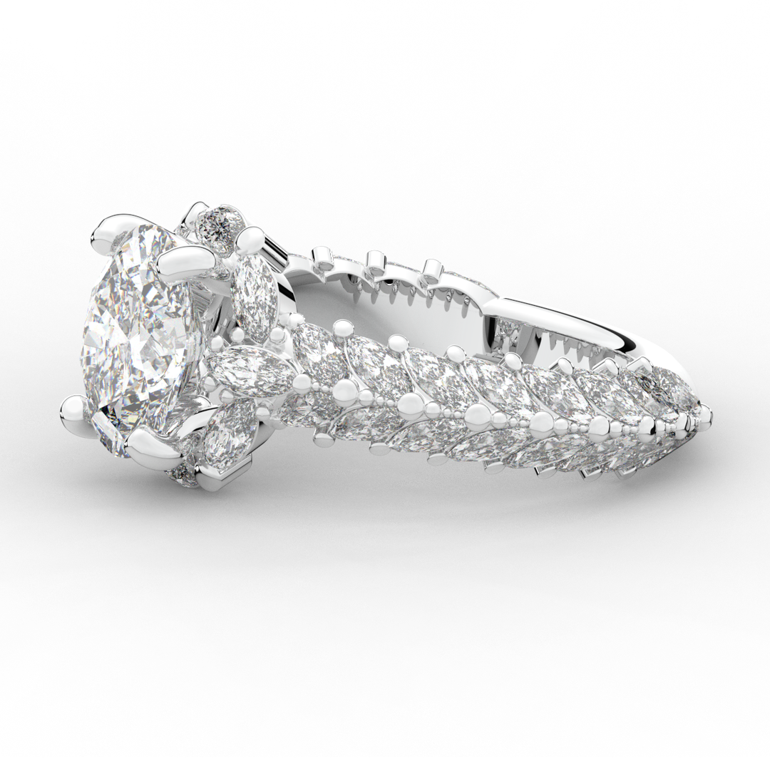 3.10CT.TW OVAL LAB DIAMOND HALO ENGAGEMENT RING - Nazarelle