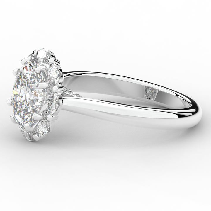 1.90CT.TW OVAL LAB DIAMOND HALO ENGAGEMENT RING - Nazarelle