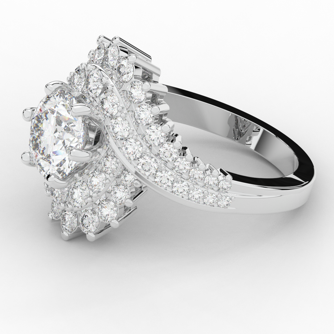 3.35CT.TW ROUND LAB DIAMOND BYPASS HALO ENGAGEMENT RING - Nazarelle