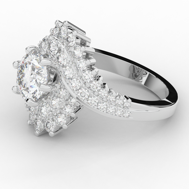 3.35CT.TW ROUND LAB DIAMOND BYPASS HALO ENGAGEMENT RING - Nazarelle