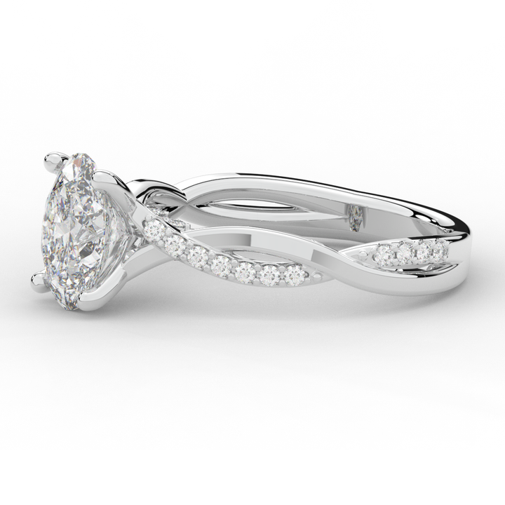 1.70CT.TW OVAL LAB DIAMOND TWIST BAND ENGAGEMENT RING - Nazarelle