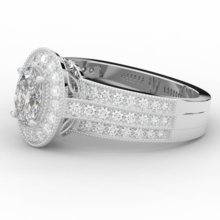 1.80CT.TW OVAL LAB DIAMOND HALO ENGAGEMENT RING - Nazarelle