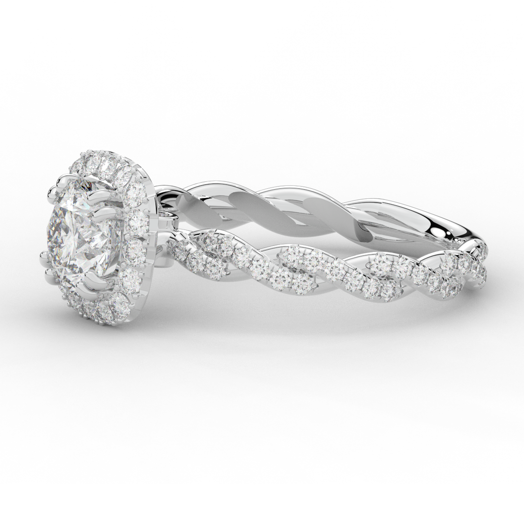 1.55CT.TW ROUND LAB DIAMOND HALO TWIST ENGAGEMENT RING - Nazarelle