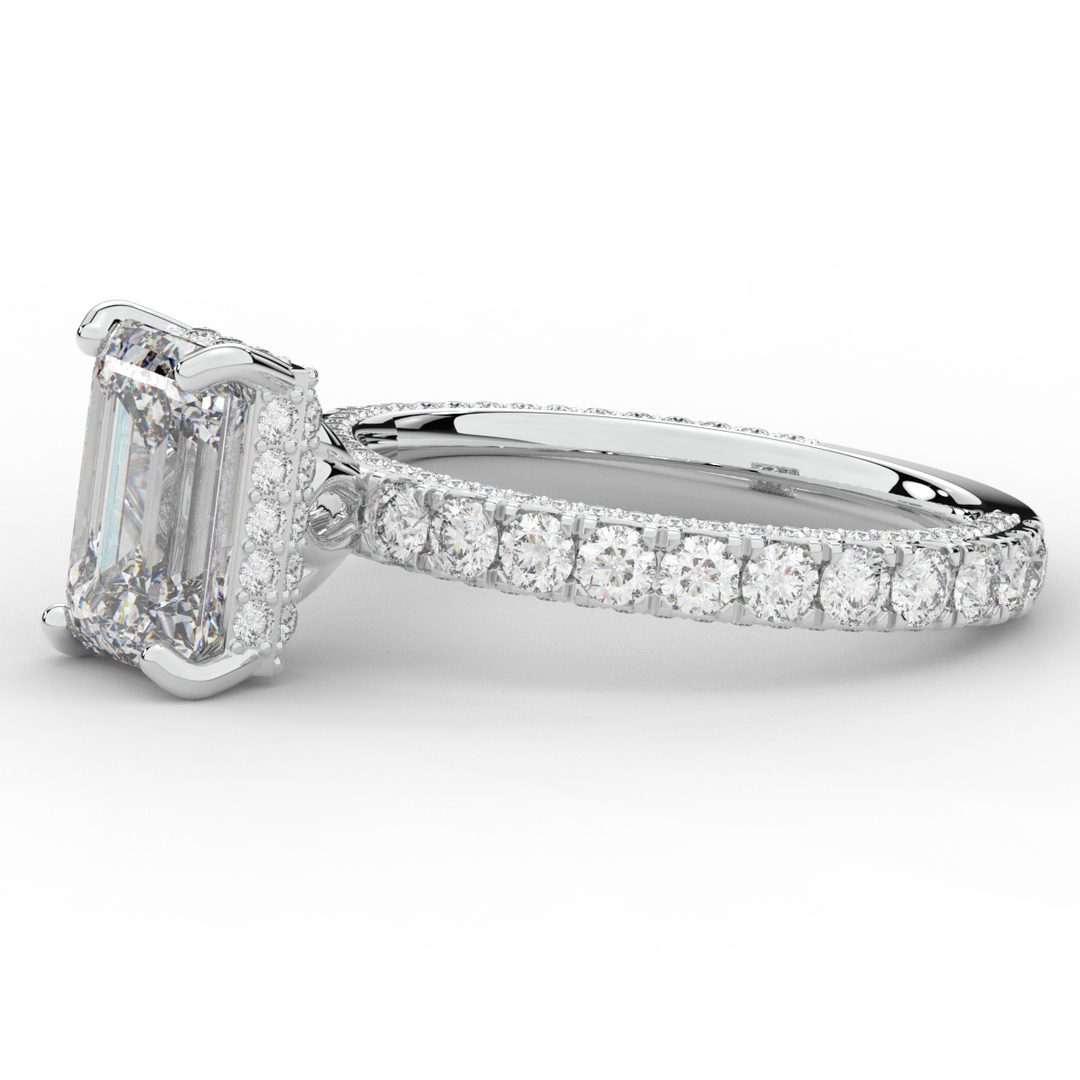 3.00CT.TW EMERALD CUT LAB DIAMOND ENGAGEMENT RING - Nazarelle