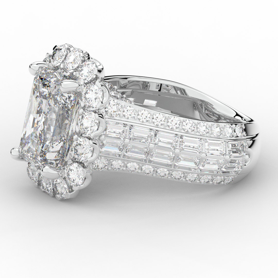 8.00CT.TW RADIANT LAB DIAMOND HALO ENGAGEMENT RING - Nazarelle