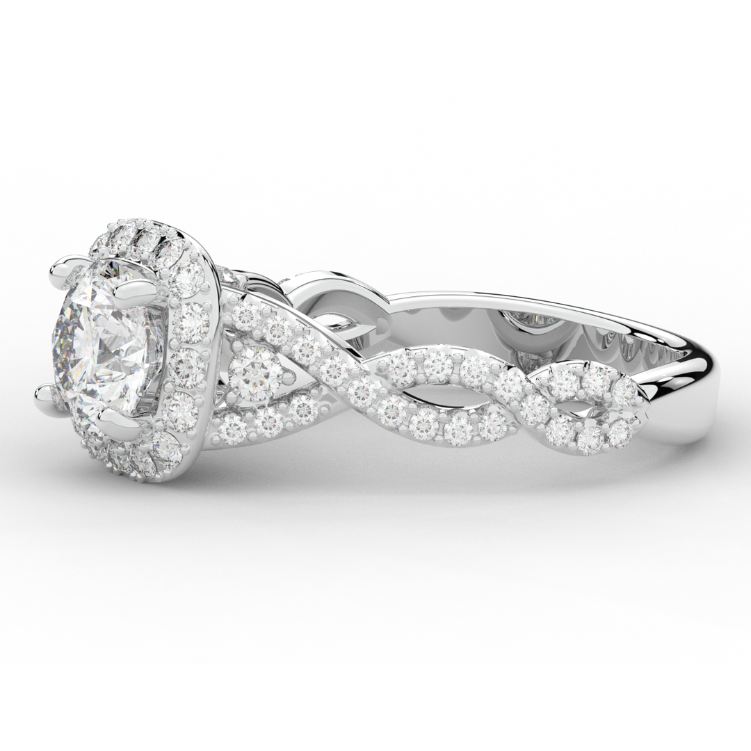 1.30CT.TW ROUND LAB DIAMOND HALO ENGAGEMENT RING - Nazarelle
