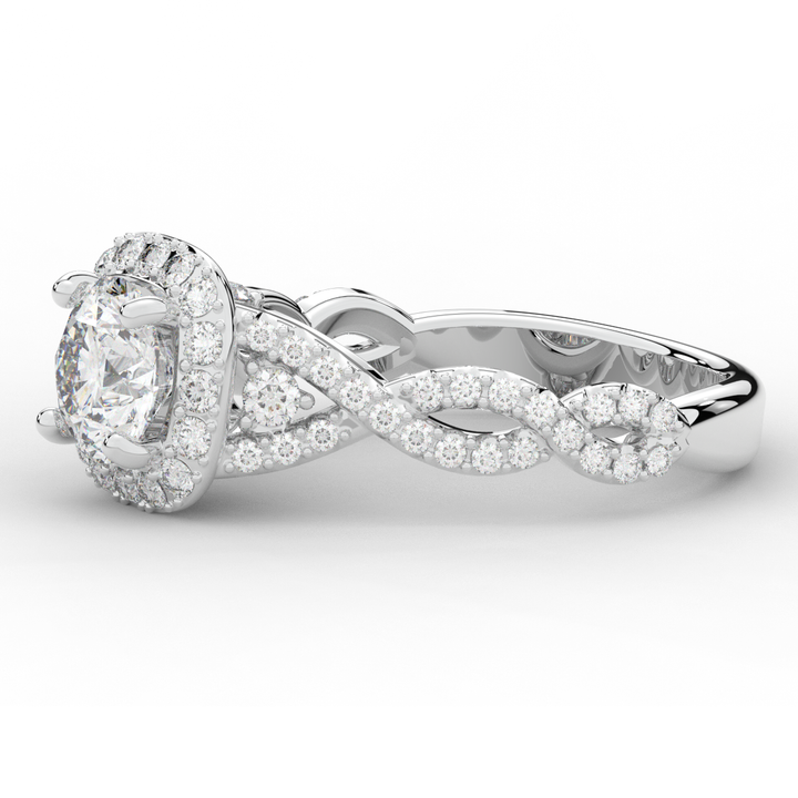 1.30CT.TW ROUND LAB DIAMOND HALO ENGAGEMENT RING - Nazarelle